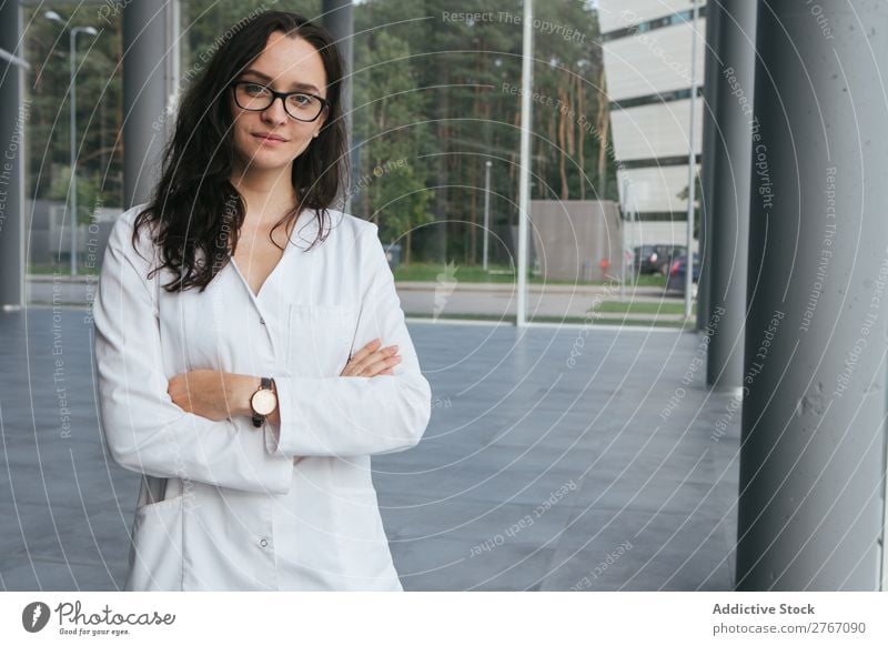 Woman in whites at modern building Laboratory Work and employment Science & Research Building Modern Contemporary Human being Scientist Medication Chemistry