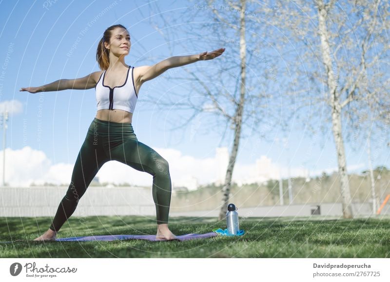 woman doing yoga and pilates outdoor with her mat Lifestyle Beautiful Body Relaxation Meditation Sports Yoga Human being Woman Adults Nature Warmth Park