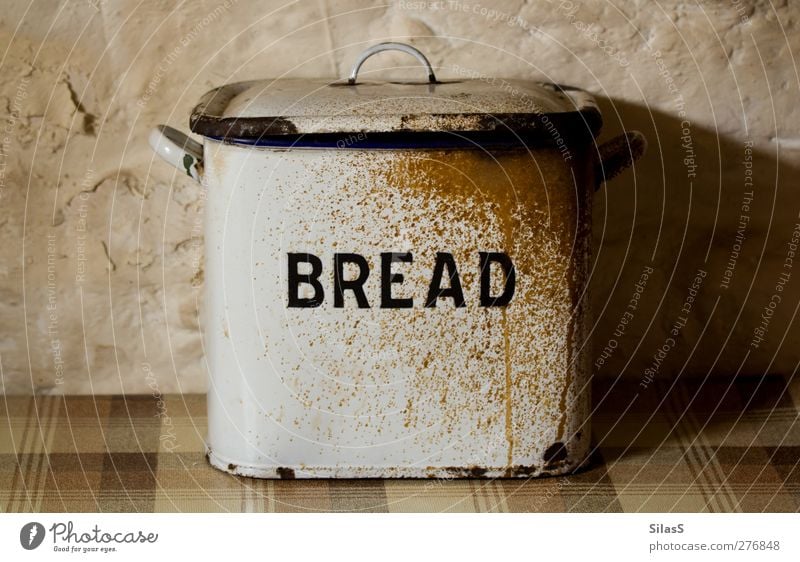 BREAD Bread Wall (barrier) Wall (building) Pot Metal Old Dirty Brown Yellow Gold Orange Black White Colour photo Interior shot Deserted Shadow