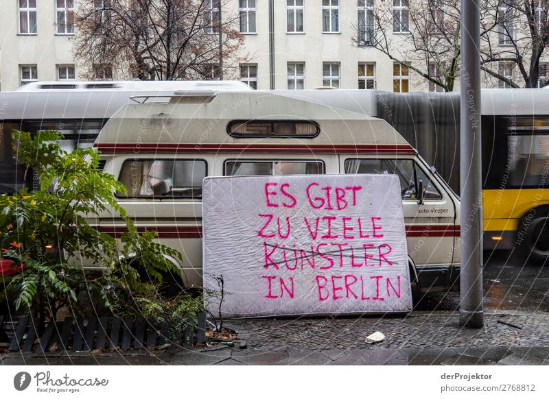 Stored mattress with graffiti in Kreuzberg metropolis Freedom City Berlin center Panorama (View) Sunbeam urban Beautiful weather City life Sunlight Light