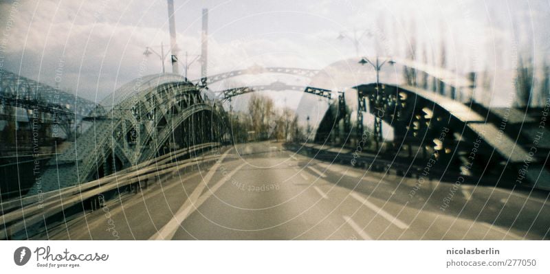 Bridge, please! Clouds Town Deserted Manmade structures Transport Traffic infrastructure Street Road junction Crazy Under Surrealism Irritation 35mm sardina