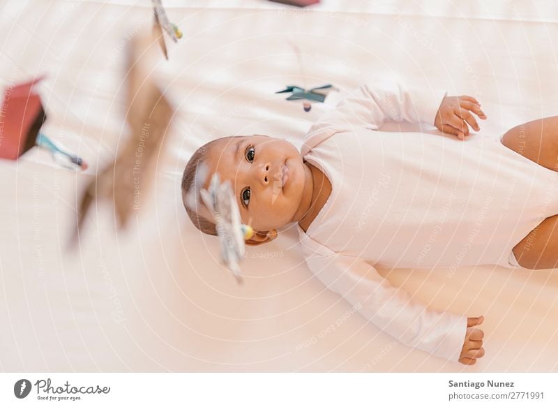 Cute Baby Girl Lying in the Crib Boy (child) Child Cot Lie (Untruth) Newborn cots Beautiful Portrait photograph Human being Caucasian Face Eyes Home White