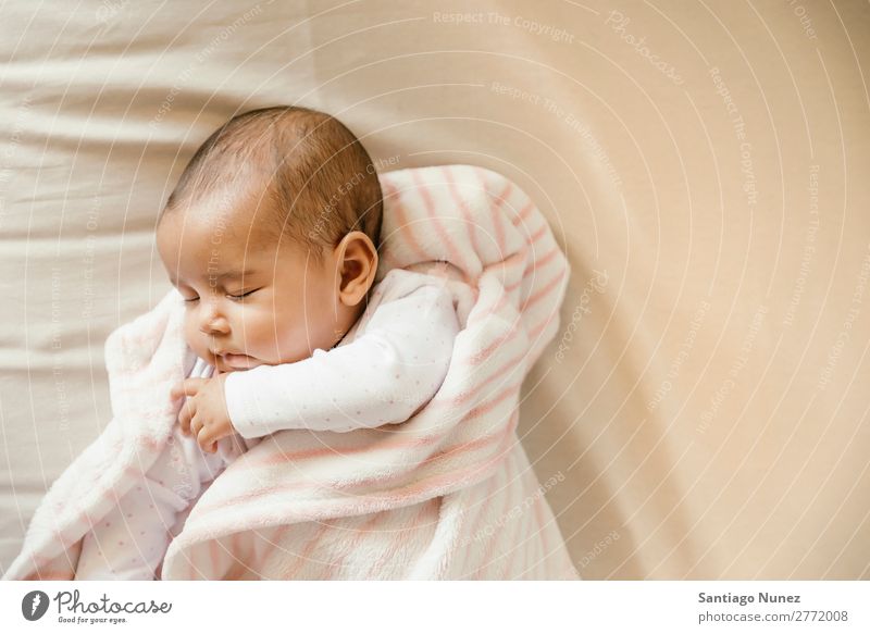 Cute Baby Girl sleeping in the Crib Boy (child) Child Cot Lie (Untruth) Sleep Newborn cots Beautiful Portrait photograph Human being Caucasian Face Eyes Home