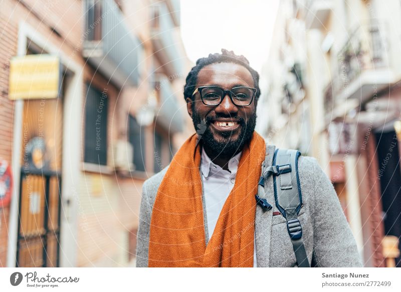 Businessman in the Street. Man Black African American Portrait photograph Youth (Young adults) Happy Mobile Exterior shot Office Human being