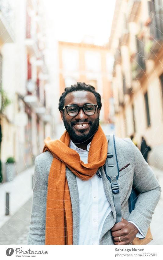 Businessman in the Street. Man Black African American Portrait photograph Youth (Young adults) Happy Mobile Exterior shot Office Human being