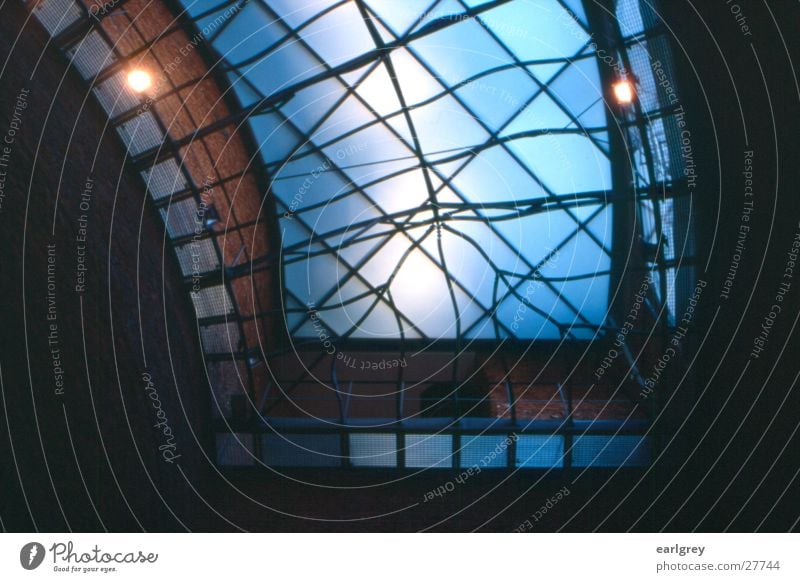 glass roof Glass roof Dresden Back-light Lemon squeezer Library Architecture art academy Steel carrier Blue Floodlight Interior shot