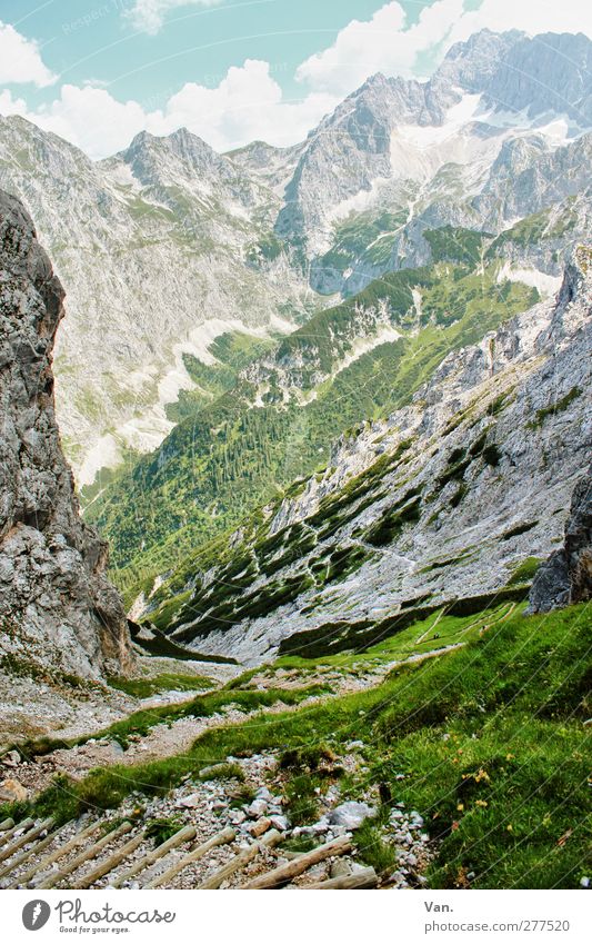 FAST TOP Calm Vacation & Travel Mountain Nature Landscape Sky Clouds Summer Snow Plant Grass Rock Alps Peak Lanes & trails Free Tall Green Colour photo