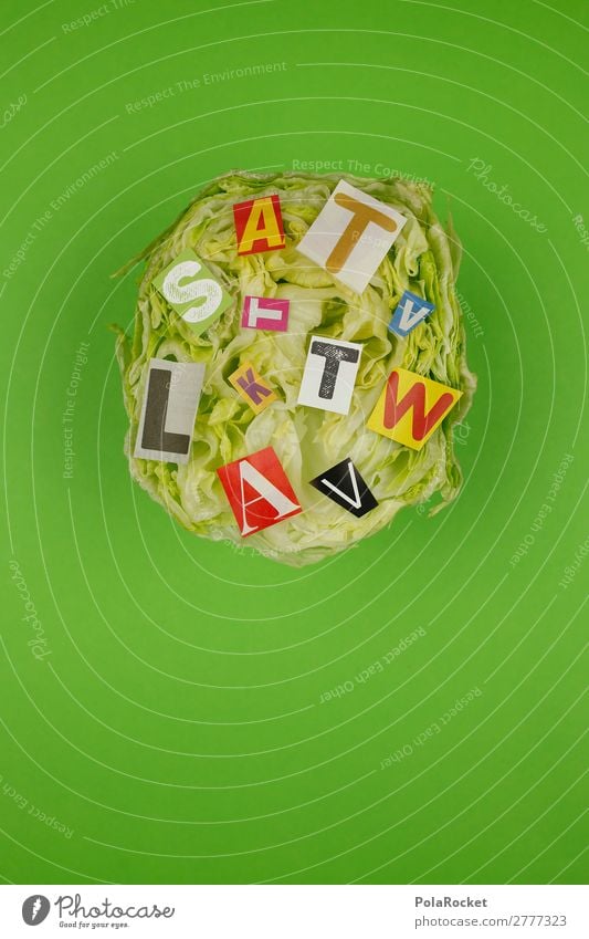 #A# Lettersalad Art Work of art Esthetic Lettuce Salad Salad leaf head of lettuce Iceberg lettuce Green Healthy Eating Colour photo Subdued colour Multicoloured