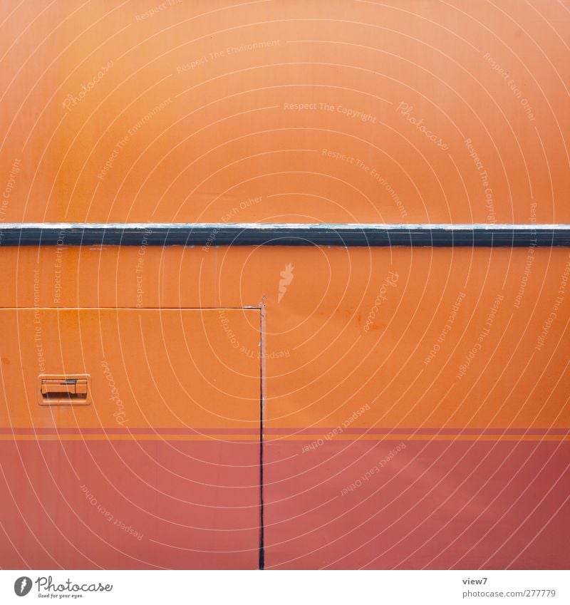 autobus Wall (barrier) Wall (building) Transport Bus Metal Line Stripe Old Authentic Simple Modern Cliche Design Elegant Arrangement Logistics Orange Molding