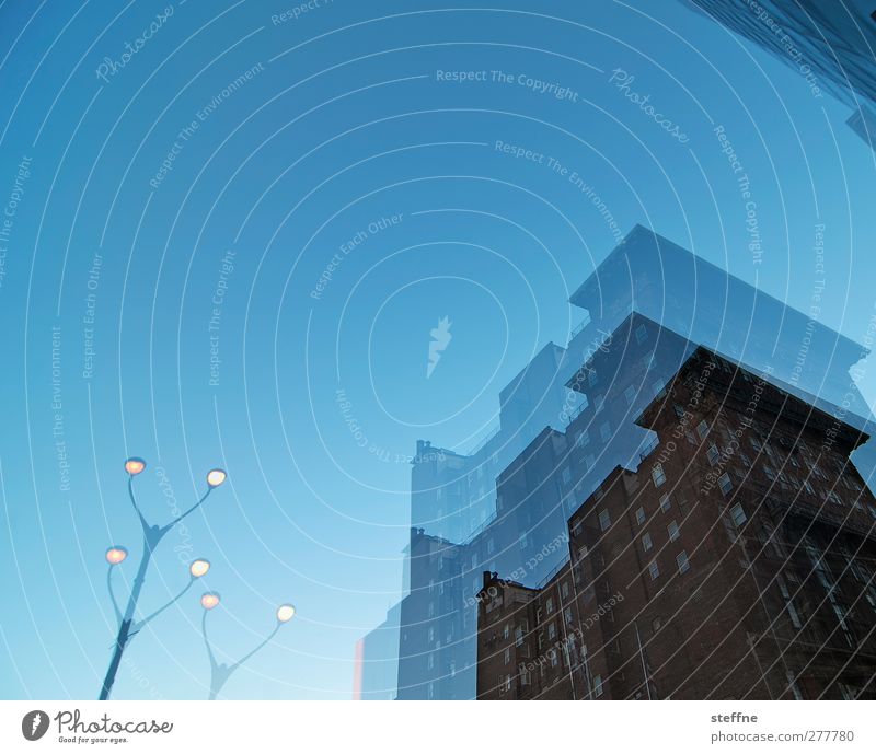 still slightly hungover St. Louis USA House (Residential Structure) High-rise Facade Window Historic Lantern Double exposure Blue Colour photo Exterior shot