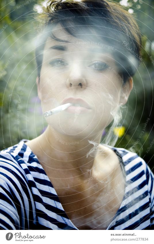 Let's do something for our health. Feminine Smoking Dream Serene Calm Authentic Colour photo Exterior shot Portrait photograph