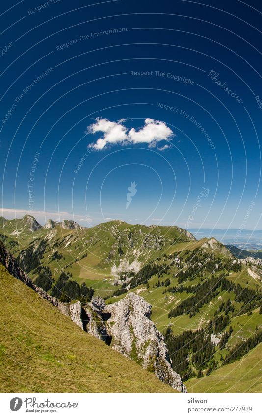 Horse cloud over the green mountain? Hiking Climbing Mountaineering Nature Landscape Sky Clouds Summer Hill Rock Alps Simple Beautiful Blue Green White