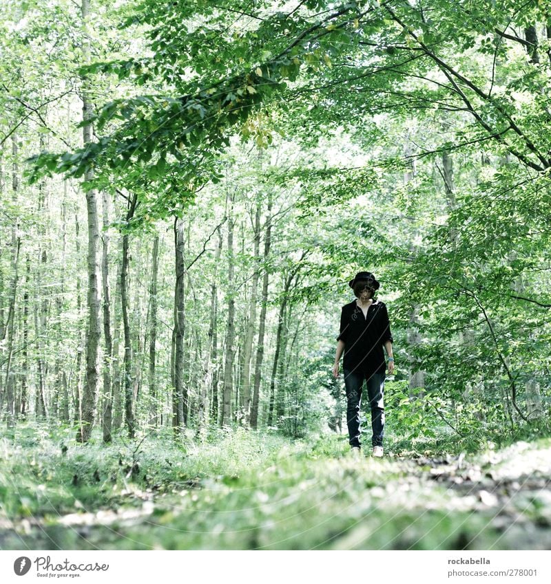 Woman in the forest Feminine Young woman Youth (Young adults) 1 Human being 18 - 30 years Adults Environment Nature Landscape Summer Plant Hat Black-haired