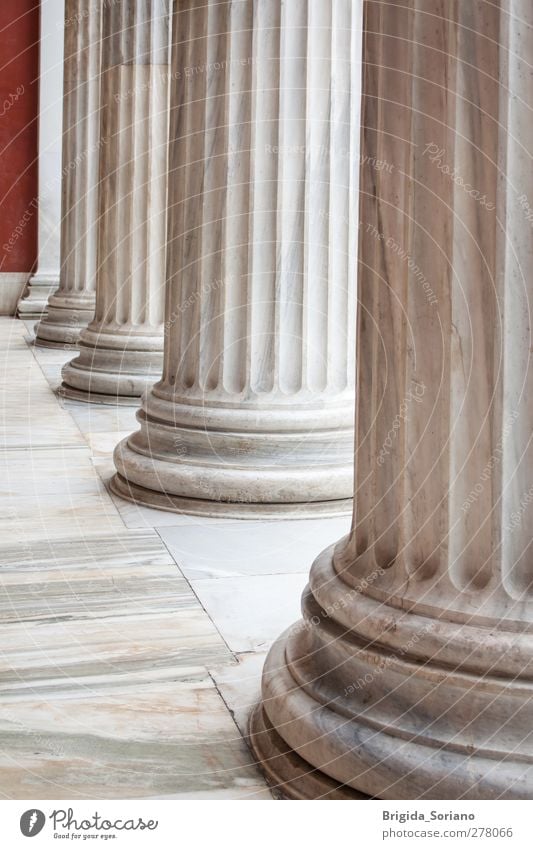 Classical Greek columns in a row Museum Architecture Capital city Monument Gray White Esthetic Vacation & Travel Culture Art Column Athens Greece neoclassical