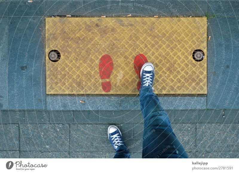 gold Human being Masculine Legs Feet 1 Jeans Footwear Sneakers Gold Stride Success Self-confident Footprint Career Prospect of success Gully Colour photo