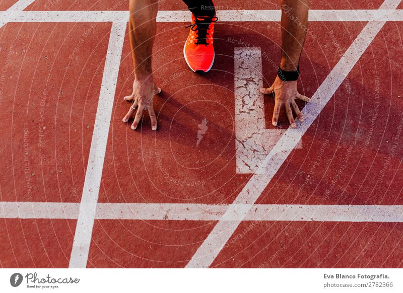 close up view of a runner man at the stadium Lifestyle Leisure and hobbies Sports Jogging Stadium Human being Masculine Young man Youth (Young adults) Man