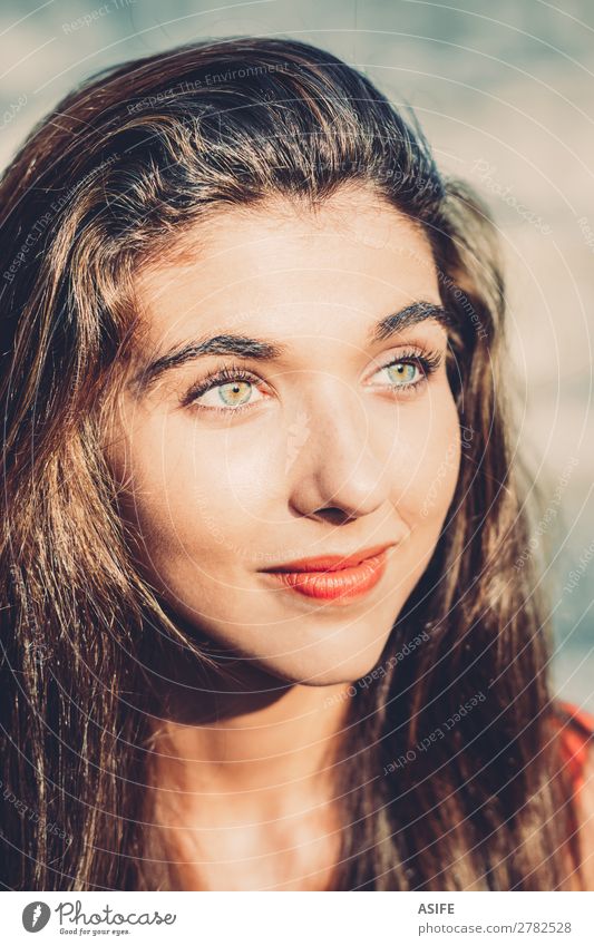 Portrait of a beautiful girl at sun Joy Happy Beautiful Face Relaxation Calm Summer Sun Human being Woman Adults Warmth Observe Smiling Happiness Cute