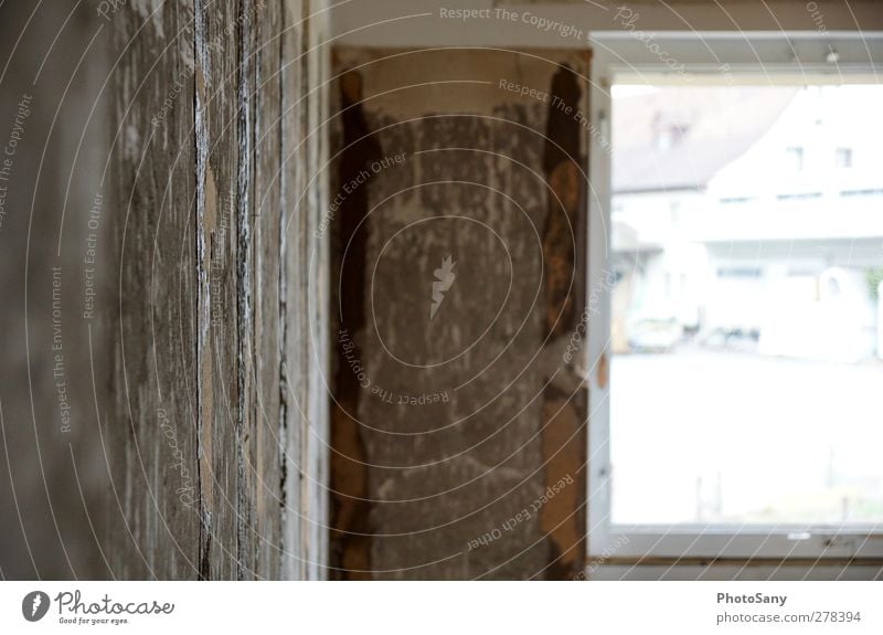 glimpse Wall (barrier) Wall (building) Window Old Dirty Broken Colour photo Interior shot Day Shallow depth of field Central perspective