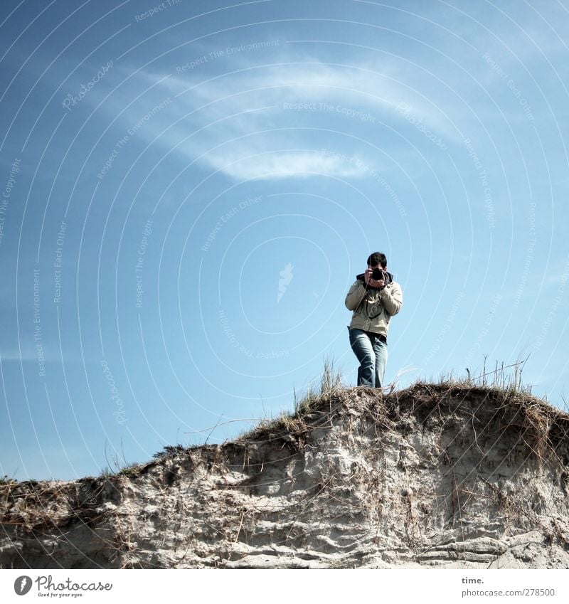 Hiddensee | Ain't No Mountain High Enough Human being Masculine Man Adults 1 Environment Sand Sky Clouds Spring Beautiful weather Marram grass Hill Coast