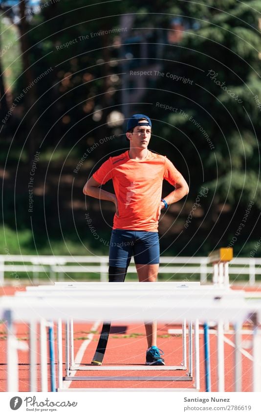 Portrait of disabled man athlete with leg prosthesis. Man Runner Running Portrait photograph Athlete Sports prosthetic Handicapped amputation portraiture