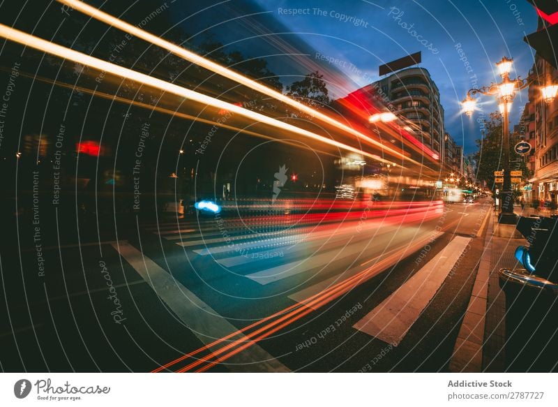 View of abstract shines on road in city at night Abstract Street City Night Vantage point Light Line Bright Lanes & trails Town Evening Dark Glittering Blur