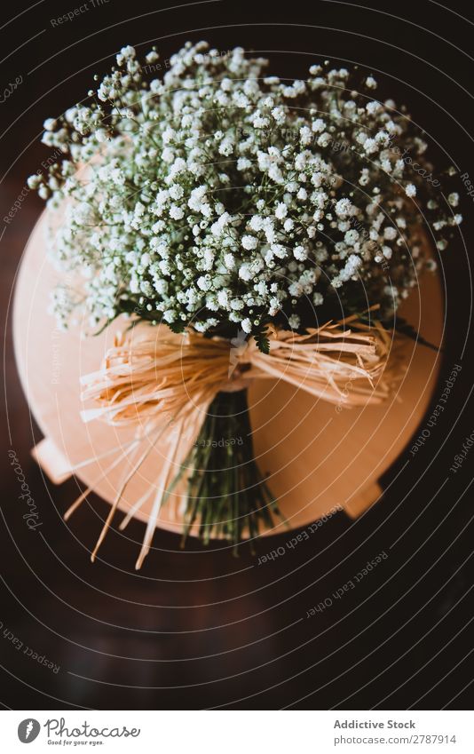 Bouquet of white flowers on stand Flower Stand valentine White bunch Fresh Floral Decoration Table Feasts & Celebrations romantic Blossom Plant Natural decor