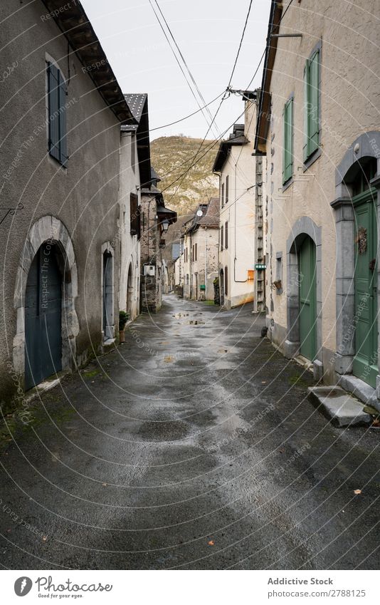 Old buildings in city near mountains Building City Mountain Pyrenees Panorama (Format) Town Hill Forest Sky Height Ancient Vantage point Skyline Heaven