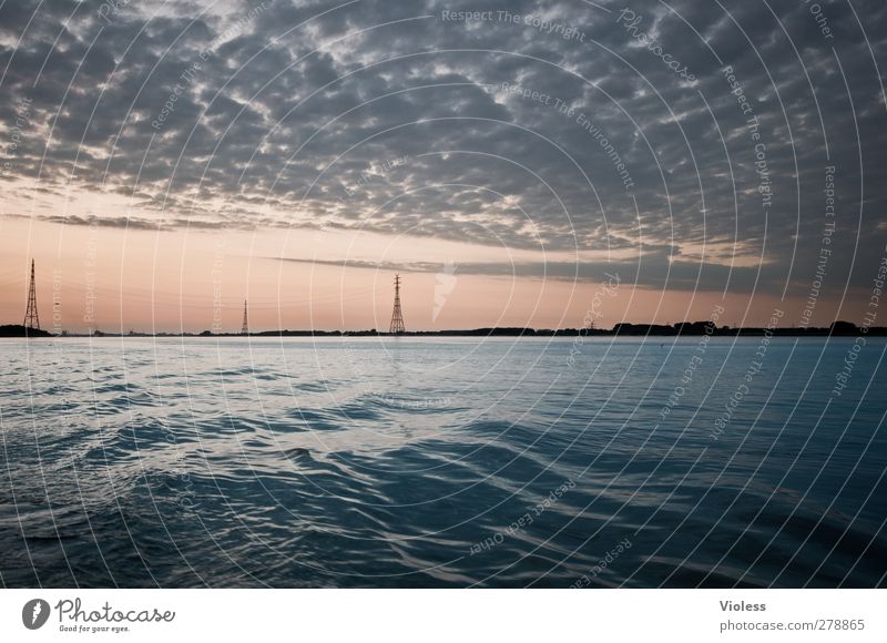 Up the Elbe Sky Clouds Sunrise Sunset Waves River bank Relaxation Boating trip Colour photo Exterior shot Wide angle