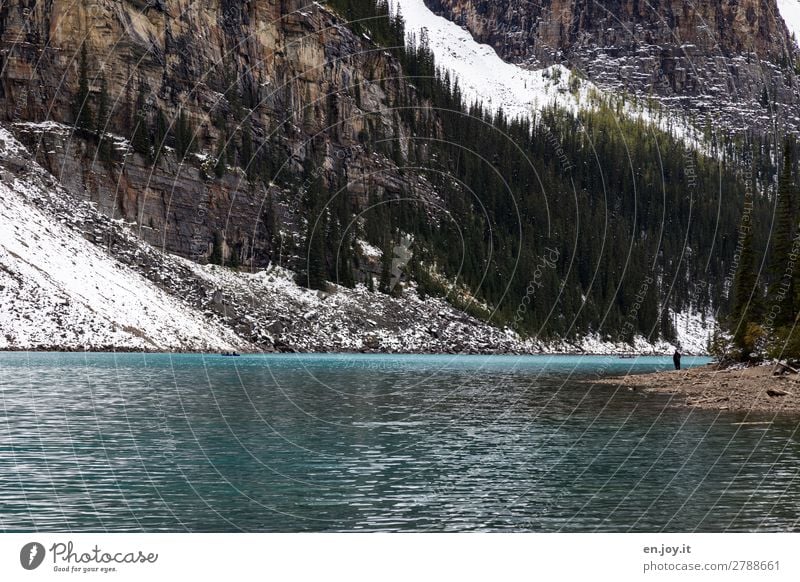 peripheral phenomenon Vacation & Travel Tourism Trip 1 Human being Nature Landscape Autumn Climate Climate change Snow Forest Rock Mountain Lakeside