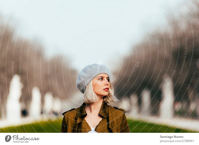 Portrait of a Young woman in the street. Woman Portrait photograph Youth (Young adults) Blonde Happy Girl hispanic Exterior shot Attractive Smiling Beautiful