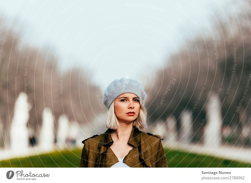 Portrait of a Young woman in the street. Woman Portrait photograph Youth (Young adults) Blonde Happy Girl hispanic Exterior shot Attractive Smiling Beautiful