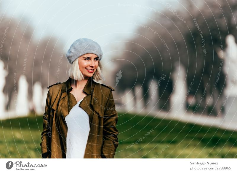 Portrait of a Young woman in the street. Woman Portrait photograph Youth (Young adults) Blonde Happy Girl hispanic Beautiful Lifestyle Exterior shot Attractive