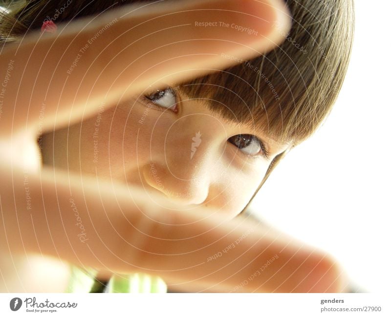 peace Peace Child Small Toddler Fingers Portrait photograph Sweet Hand Face Looking Nose Funny Brash Hair and hairstyles