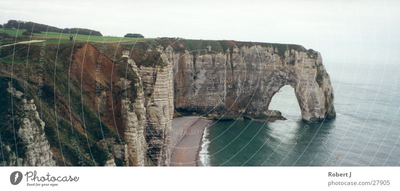 Rocky coast Panorama (View) Normandie Bad weather Atlantic coast Water Clouds Large Panorama (Format)