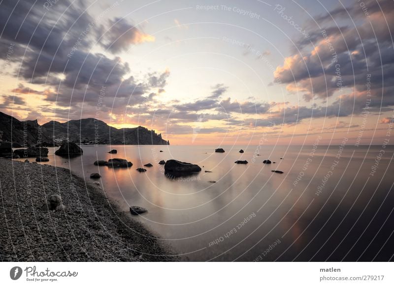 ..morning has broken Landscape Sand Water Sky Clouds Horizon Sun Sunrise Sunset Sunlight Summer Weather Beautiful weather Rock Mountain Coast Beach Bay Ocean