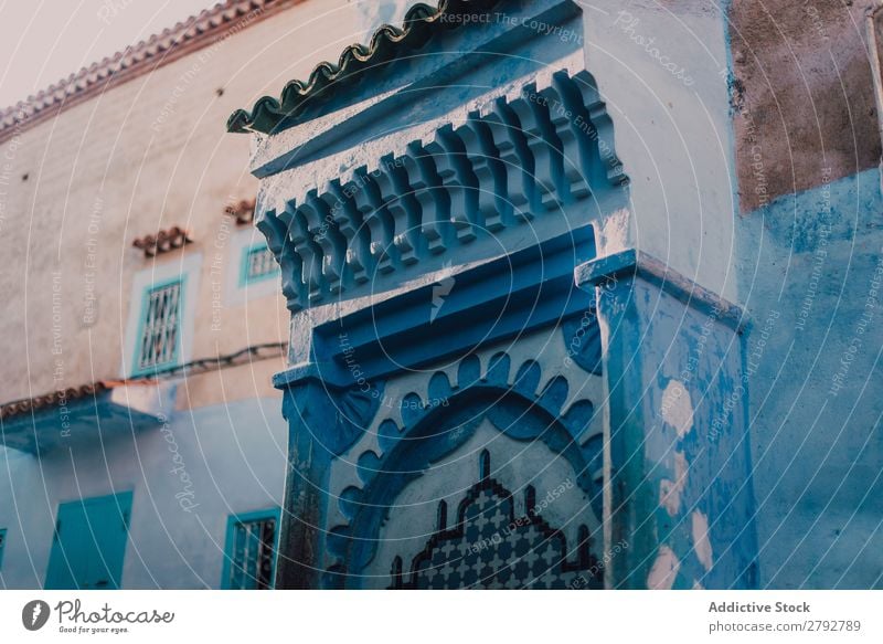 Street with old buildings Building Chechaouen Morocco Construction Facade Old Blue Vacation & Travel Sunbeam Day Tourism Beautiful romantic Limestone Stone