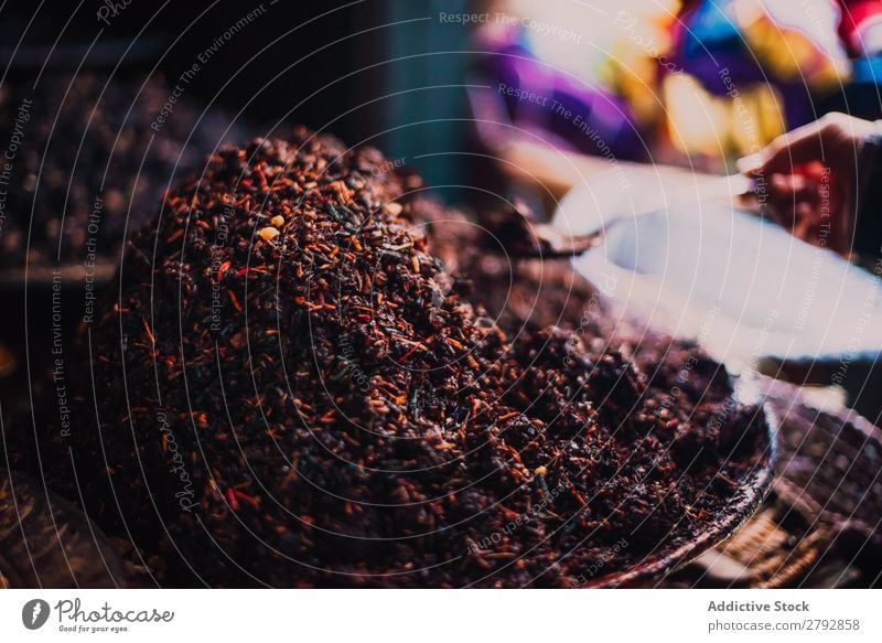 Dry spices on counter Markets Herbs and spices Multicoloured Aromatic East Exceptional Bowl Red Orange Bazaar Tradition Shopping Storage Tourism Chechaouen