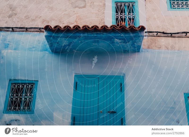 Street with old buildings Building Chechaouen Morocco Construction Facade Old Blue Vacation & Travel Sunbeam Day Tourism Beautiful romantic Limestone Stone