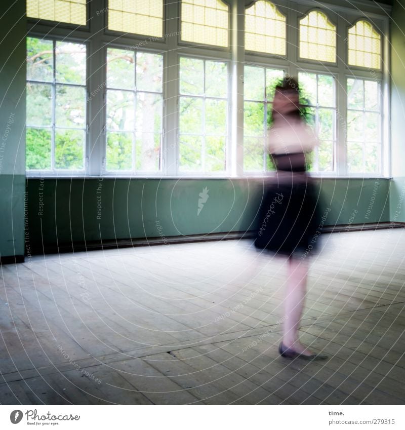 Unfinished Ballroom Story (VI) Feminine 1 Human being Dance Dancer Hall Window Rotate Elegant Free Historic Joie de vivre (Vitality) Enthusiasm Movement Speed