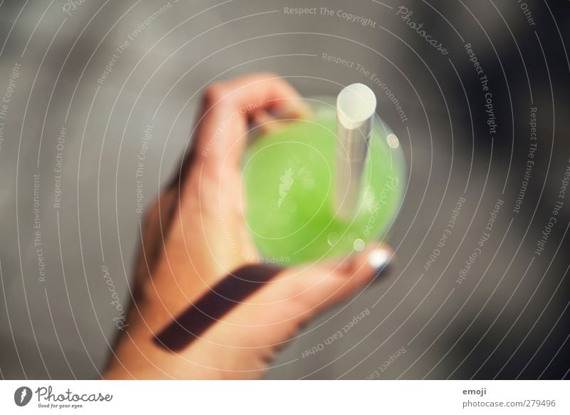 [B] Nutrition Beverage Drinking Cold drink Lemonade Juice Mug Straw Fluid Delicious Green Colour photo Exterior shot Deserted Day Shallow depth of field