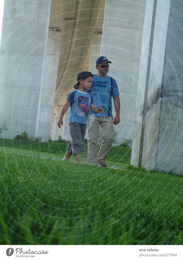 family under the bridge Family & Relations Man Father and son Walking Garden Relaxation