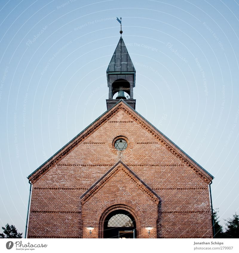 little church Village Small Town Goodness Humanity Truth Authentic Religion and faith Church Denmark Cloudless sky Dusk Brick Church spire Star of David