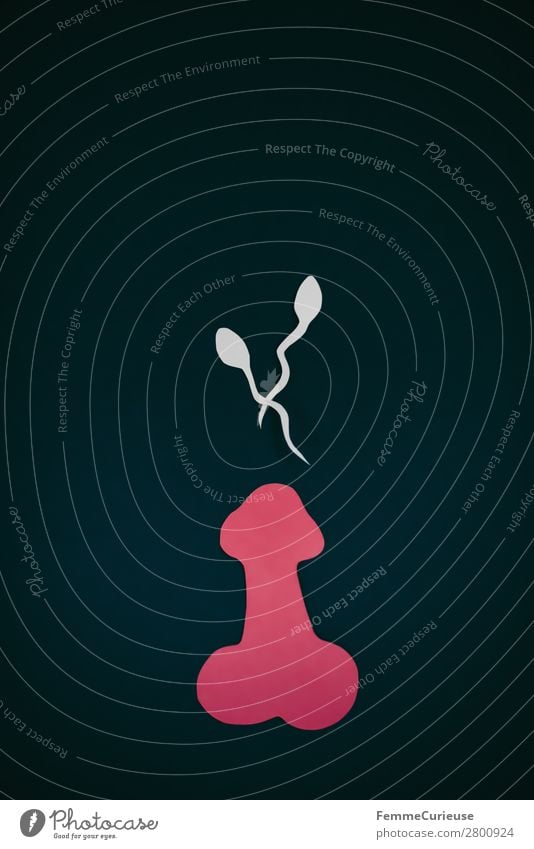 Symbol image for ejaculation Sign Sex Sexuality Penis Sperm Ejaculation Symbols and metaphors Few Infertile Pink Illustration Black White Propagation