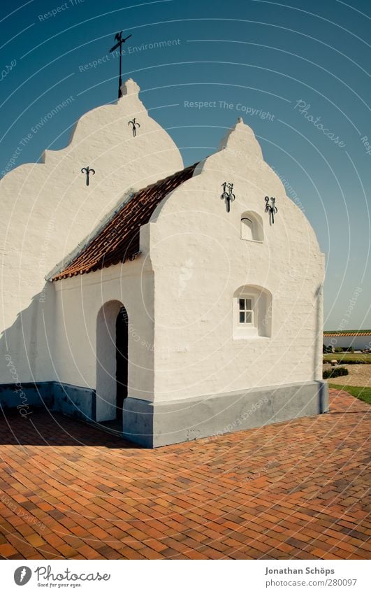 Church on Mandø Village Manmade structures Building Architecture Bright White Blue Red Blue sky Clean Simple Religion and faith True believer mandø