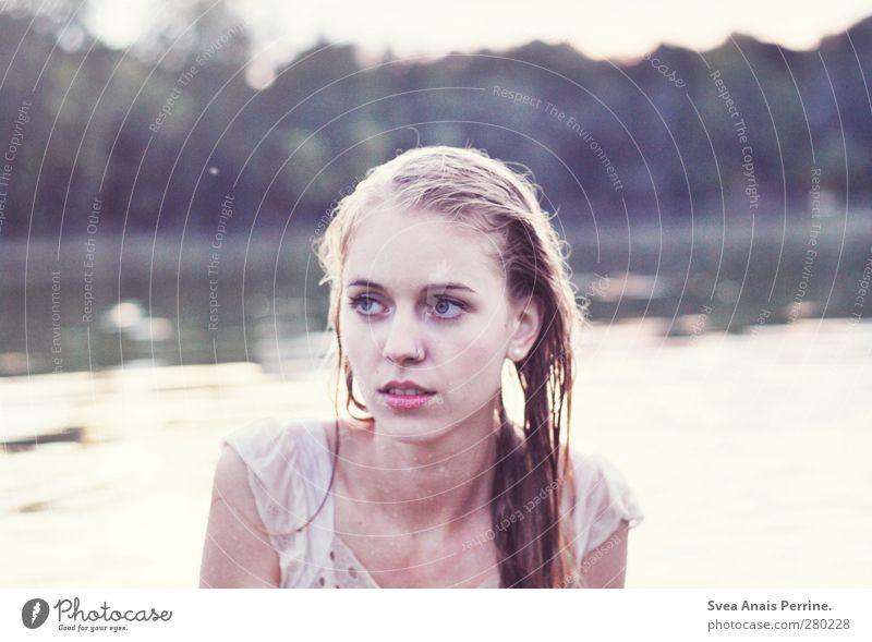 Outside at the lake II Feminine Young woman Youth (Young adults) Woman Adults Head Hair and hairstyles Face 1 Human being 13 - 18 years Nature Lake Water