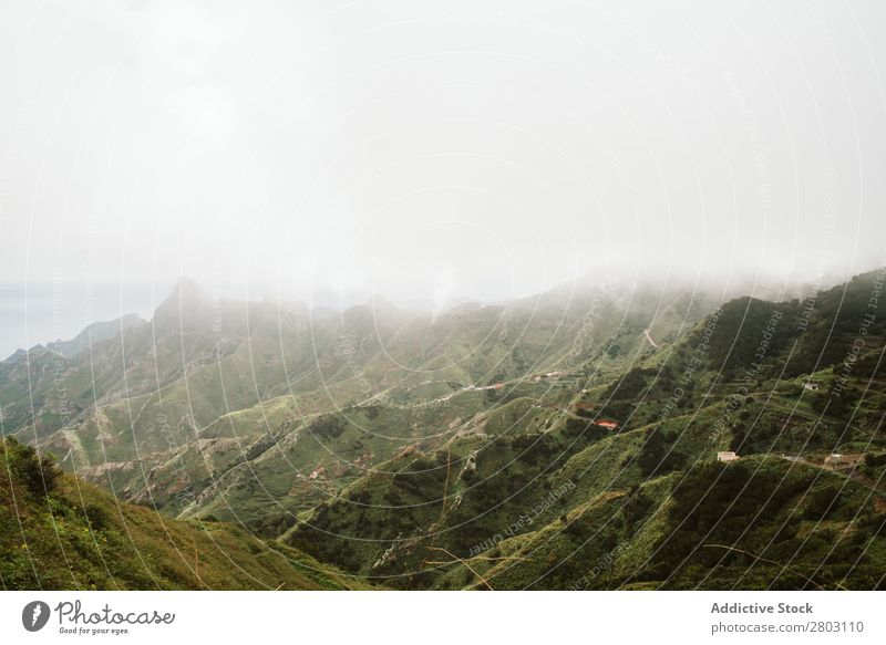 Fog over beautiful hilly terrain Hill Nature playa norte Spain Landscape Vacation & Travel Trip Green Rough Tourism Environment Weather Fat Mountain Dune Range