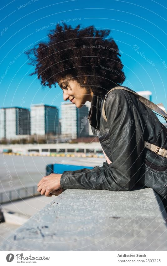 Portrait of black woman with afro hair Adults African Afro American Background picture Beautiful Beauty Photography Black Easygoing Cheerful Curly Cute Ethnic