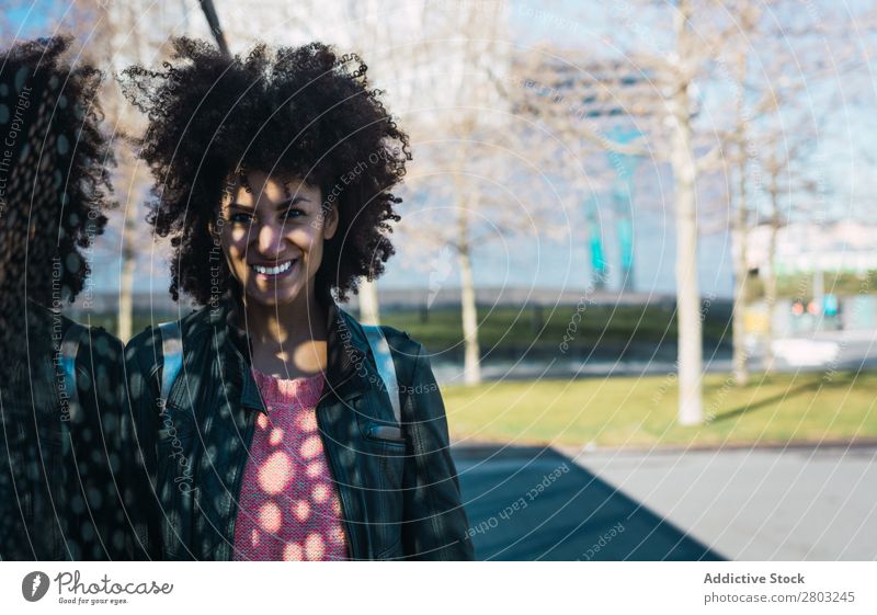 Portrait of black woman with afro hair. Adults African Afro American Background picture Beautiful Beauty Photography Black Easygoing Cheerful Curly Cute Ethnic