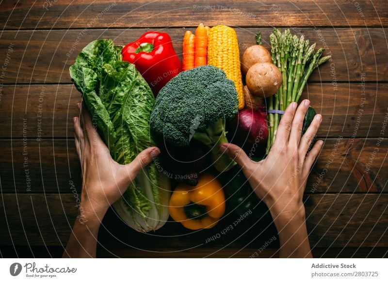 Vegetables and utensils on kitchen table Cooking Table Linen assortment Fresh Food Healthy Organic Vegan diet Kitchen Lettuce Broccoli Pepper Cucumber corn