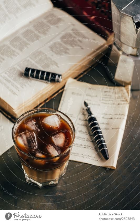 Cold espresso coffee glass Antique Aromatic Beans Beverage Book Breakfast brew Brown Caffeine Coffee Coffee break Coffee pot Cream Cup Drinking Enamel